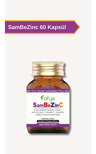 Afye Sambezinc ( Sambucus Nigra +Beta Glukan +Çinko+ Vitamin C+ Zencefil) 60 Kapsül  